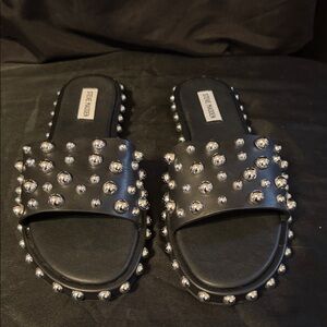 Steve Madden Black and Silver Studded Sandals 11M